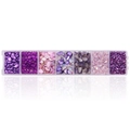 7-grid box with iridescent purple glass stone chips and beads for DIY nail art design - Purple