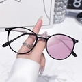 Fashionable black square glasses with metal temples and dual-tone blue light blocking lenses - Photochromic Pink / Shiny Black Silver Frame