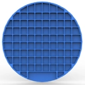 Blue circular silicone licking mat for dogs with suction cups and grid texture - Blue Round Grid Style