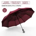Automatic 10-rib folding umbrella in wine red color with 105cm diameter canopy - Large 10-Rib Automatic / Enlarged Wine Red
