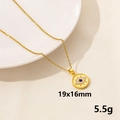 Golden stainless steel evil eye disc pendant necklace with blue stone and crystals - S777-Classic Coin / Gold