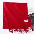 Elegant Chinese red scarf with tassels and brand label, perfect for festive occasions - 40-200 / Red (With Label)