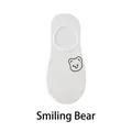 White invisible boat socks for women featuring a minimalist cartoon bear pattern - Smiling Bear
