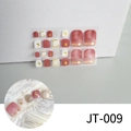 3D pink and white toenail stickers set with gold glitter and JT-009 model display - Pink White Gold Sequin (JT-009)