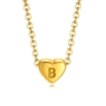 Polished gold heart pendant necklace featuring an embossed letter B on a delicate chain - 40+5cm / Gold - Letter B