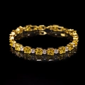 Elegant gold bracelet with square yellow and round white zircon gemstones and buckle - Gold Plated Golden