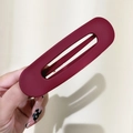 Minimalist matte wine red large oval hollow hair clip for elegant ponytail styling - Burgundy