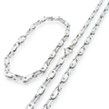 Set gioielli minimalista in acciaio inossidabile argento con bracciale e collana coordinata - Collana 45cm / Color Acciaio (Chiusura a Moschettone)