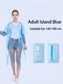 Blue adult portable card raincoat in compact package for outdoor travel rain protection - Adult / Island Blue