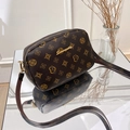 Classic dark brown square crossbody bag with gold pattern and elegant chain strap - Printed Coffee