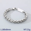 Pulsera de malla de acero inoxidable plateado con placa lisa y cierre de langosta - Pulsera de 8mm (KB203024-Z) / Color Acero