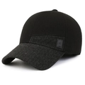 Winter-Baseballkappe für Herren mit Ohrenschützern und strukturierter Wollstickerei - Verstellbar / Schwarz