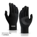 Winter knitted thermal gloves in charcoal black featuring silicone palm grip and touch screen tips - L / DZ118 Inky Black (Sickle Non-slip)