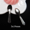 Close-up of 5x19mm miniature silver alloy spoons for dollhouse kitchen accessories - Small Mini Soup Spoon (5x19mm)