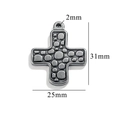 Silver cross pendant with bubble texture and dimensions 31x25mm in stainless steel - Style 43