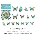 Vlinder PET-stickers in blauw en goud met parelmoerafwerking voor DIY-journalen - Duizend Nacht Sneeuw (Blauw Goud)
