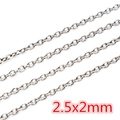 Silver stainless steel DIY chain necklace material in size 2.5x2mm on white background - CH-11 (2.5x2mm) / Steel