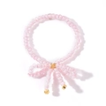 Handmade pink cat-eye crystal bead bracelet with a bowknot design and gold accents - Pink Cat Eye Bow Bracelet (FG-R24042701A)
