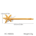 Detailed dimensions of golden starfish hair clip with 6.01cm length and 3.3g weight - Gold Starfish Hair Clip (HC-H60031)