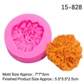 Pink poppy flower silicone mold with orange resin craft result and dimension markers - Type 3-Carnation (15-828) / Pink