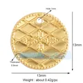 13mm gold micro-pave flower charm with quilted texture and 1mm hole for DIY jewelry - L131393-Gold