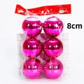 6er Set 8cm glänzende Weihnachtskugeln in Rosa mit Klarsichtverpackung für den Baum - 6 Stück/Packung (8cm) / Glänzend Rosarot