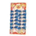12-piece Christmas tree glitter bows set in sparkling blue and silver finish - 12 Pieces/Pack (Card Pack) / Glitter Blue and Silver