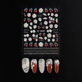 Adesivi per unghie 5D a rilievo con margherite bianche e ciliegie rosse JI-5D37 - Stile JI-5D37 (Ciliegia/Margherita Bianca)