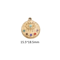 Gold evil eye pendant charm with colorful crystals measuring 15.5x18.5mm - Medium