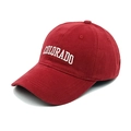 Detail of Colorado embroidery on a burgundy washed cotton baseball cap with ventilation eyelets - M (56-58cm) / Burgundy