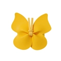 Bright yellow leather butterfly hair clip with a center knot design for girls - Yellow