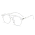 Retro transparent round double bridge sunglasses with a stylish full frame for unisex - Transparent Frame Anti-Blue Light Glasses