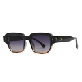 Square retro sunglasses in black and tortoiseshell frame with purple gradient lenses - Black Tortoise Frame Gray Lens