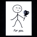 Natural black agate heart stone attached to a For You healing message card - Obsidian