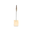 Valentine wooden cube base memo holder with metal alligator clip on white background - Square Beige