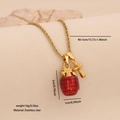 Collana in acciaio inossidabile oro con ciondoli a granata rossa e croce d'oro - Granata Rossa e Croce (4#)