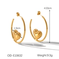 Boucles d'oreilles cœur polies plaquées or 18K avec dimensions et poids affichés - 4cm Or Grandes Créoles Coeur