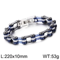 Men's titanium steel bicycle chain bracelet in blue and matte black with crystals - 22cm Blue & Black Dual Tone Style (KB69272)