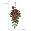 60cm Weihnachts-Wandbehang mit Tannennadeln, roten Beeren und echten Zapfen - 60CM Steckzweig