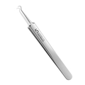 Silver curved cell tweezers in stainless steel for professional blackhead removal - S5 Hook Tweezer (Bulk)