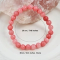Bracciale di pietre rosa con perle da 8mm e circonferenza elastica interna di 19cm - 8mm