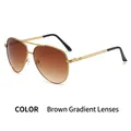 Classic aviator sunglasses with gold metal frame and gradient brown tea lenses - Gradient Tea