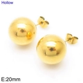 20mm hollow gold-plated stainless steel ball stud earrings with a mirrored finish - Hollow Gold (20mm)