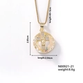 Collar de acero inoxidable dorado con colgante de cristal y cruz brillante - Estilo de Anillo Iridiscente (N00921-21)