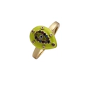 Anello moda dorato con zircone e goccia in smalto verde con motivo malocchio - Aperto Regolabile / Giallo