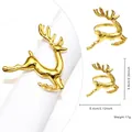 Golden reindeer napkin ring made of polished metal, 5.6cm height for festive table decor - Reindeer Style 52