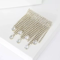 Elegant silver tassel hair comb with sparkling rhinestones and teardrop zircon drops - Gold Square Rhinestone Fringe / Gold