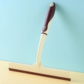 Non-slip household window squeegee cleaner in cream and brown with wide blade - Model 6088 / Beige
