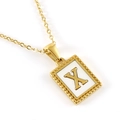 18K gold plated stainless steel necklace with shell pendant featuring letter X engraving - Letter X (Includes Chain)