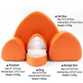 Set de joyeros naranjas en forma de corazón con luz LED y acabado de cuero mate - Caja para brazaletes 10,5 * 9,5 * 5 cm / Naranja